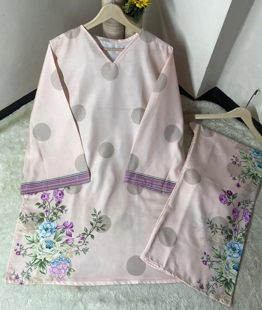 Women's Digital Printed Doria Lawn Cord Set 2PC | Soft Doria Lawn Summer Dress | Casual Printed Co-Ord Set | Stylish Ladies Outfit | Ready to Wear