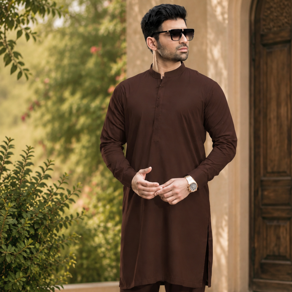 Men's Brown Unstitched Suit Wash & Wear All Season